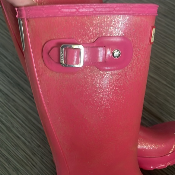 Girls hunter rain boots pink glitter good used condition - Picture 3 of 4